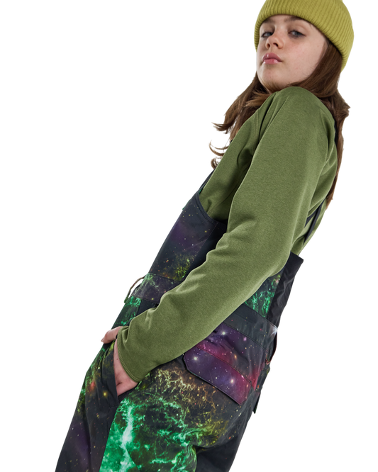 Burton Kids' Skylar 2L Bib Snow Pants - Painted Planets Snow Bibs - Trojan Wake Ski Snow