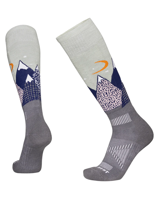 Le Bent Kids' Snowy Mountain Light Cushion Socks - Sea Foam Socks - Trojan Wake Ski Snow