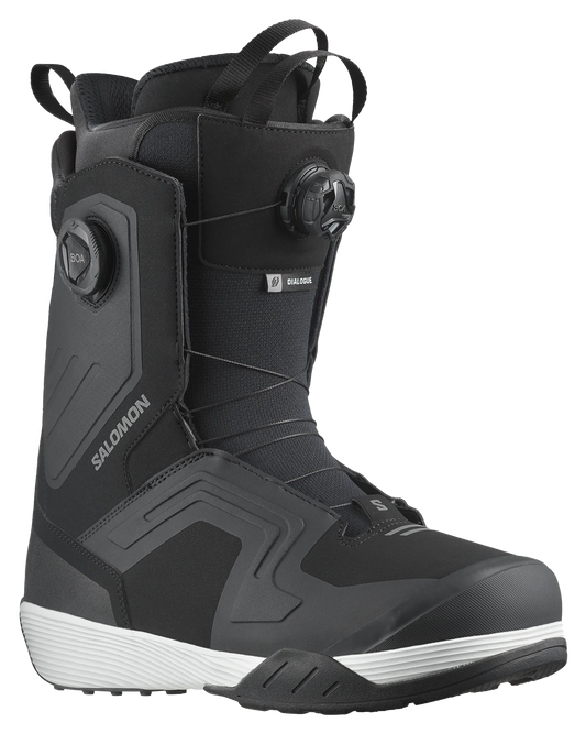 Salomon Dialogue Dual Boa Wide Snowboard Boots - Black / Black / White - 2024 Snowboard Boots - Trojan Wake Ski Snow