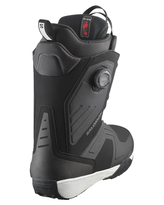 Salomon Dialogue Dual Boa Wide Snowboard Boots - Black / Black / White - 2024 Snowboard Boots - Trojan Wake Ski Snow